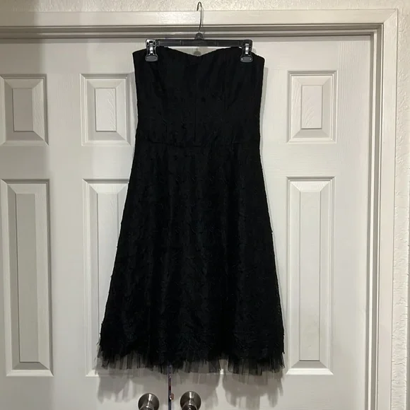 NWT NICOLE MILLER COLLECTION BLACK SILK LACE STRAPLESS COCKTAIL DRESS SIZE 6 NWT NICOLE MILLER COLLECTION BLACK SILK LACE STRAPLESS COCKTAIL DRESS SIZE 6